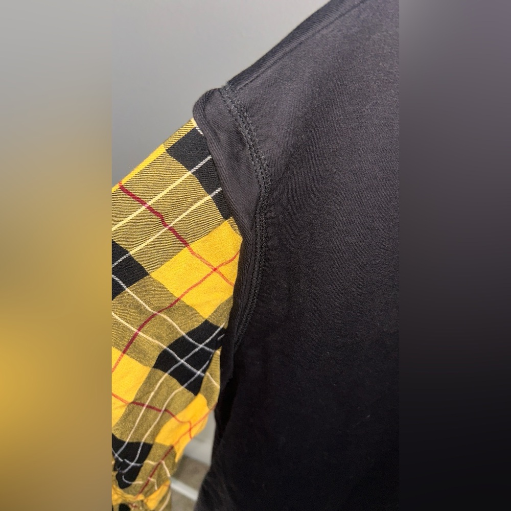 Black and Yellow Plaid Sleeve Tunic Sz XL - Picture 3 of 7